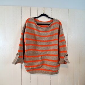 Striped Orange and Tan Women's Sweater
